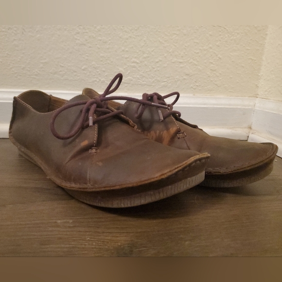 Clark's Janie Mae Oxford Shoes Beeswax Brown Leather Size 9 - Picture 1 of 9